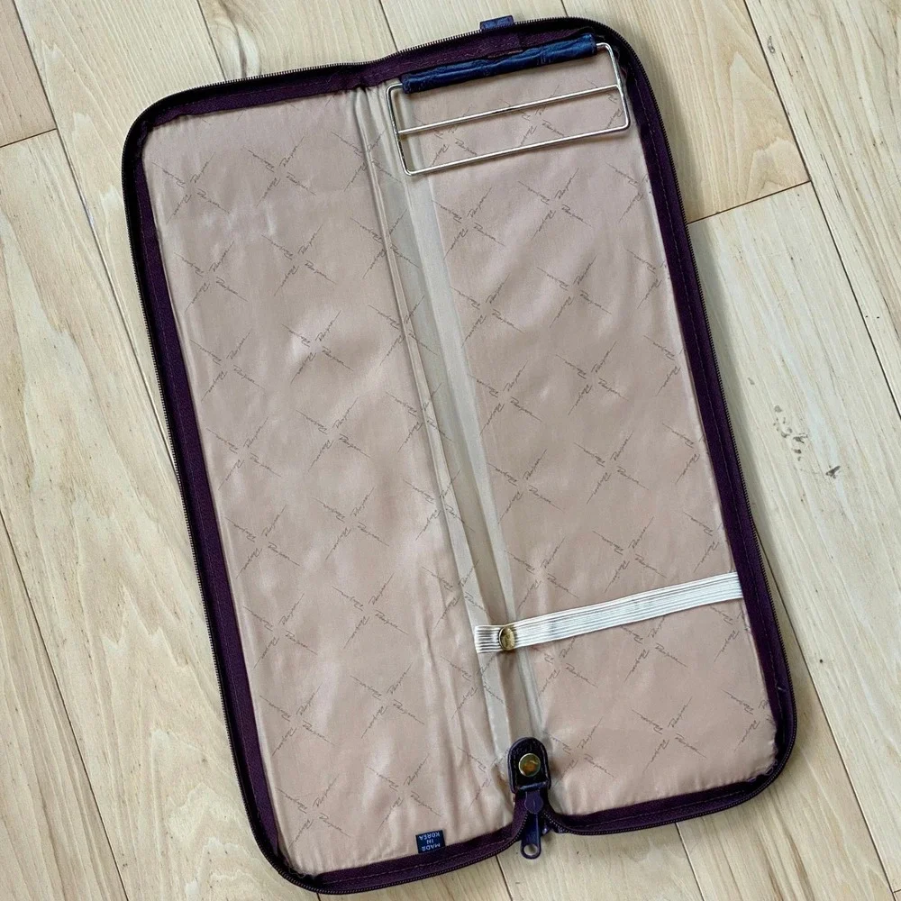 Vintage Jameslee Luxury Burgundy Leather Patchwork Tie Travel Case Made in Korea